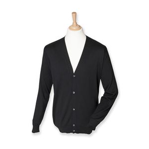 Henbury HB722 - V-button cardigan Nero