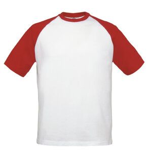 B&C BC231 - Maglia Baseball da Bambino Bianco / Rosso