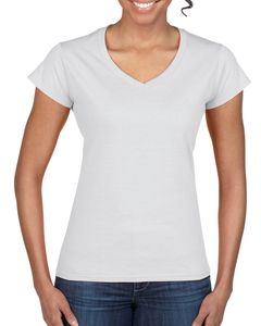 Gildan GN647 - T-Shirt da Donna con Collo a V Bianco