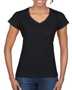 Gildan GN647 - T-Shirt da Donna con Collo a V Nero