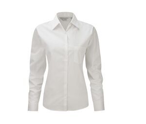 Russell Collection JZ36F - Ladies' Long Sleeve Pure Cotton Easy Care Poplin Shirt Bianco