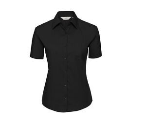 Russell Collection JZ37F - Ladies' Short Sleeve Pure Cotton Easy Care Poplin Shirt Nero