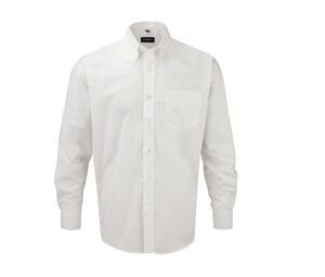 Russell Collection JZ932 - Camicia Maniche Lunghe Oxford Uomo Bianco