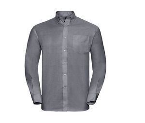Russell Collection JZ932 - Camicia Maniche Lunghe Oxford Uomo Argento