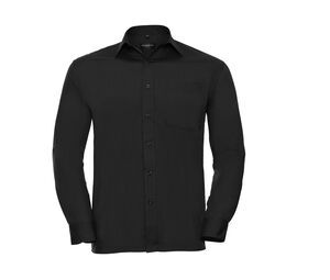 Russell Collection JZ934 - Men's Long Sleeve Polycotton Easy Care Poplin Shirt Nero