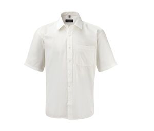 Russell Collection JZ937 - Camicia Popeline puro cotone maniche corte Bianco