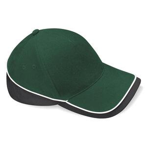 Beechfield BF171 - Cappellino Teamwear a 5 pannelli Bottle Green/Black/White