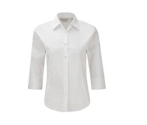 Russell Collection JZ46F - Ladies' 3/4 Sleeve Fitted Shirt Bianco