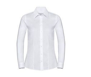 Russell Collection JZ62F - Ladies' Long Sleeve Easy Care Oxford Shirt Bianco