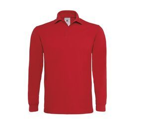 B&C BC445 - Polo Manica Lunga HeavyMill Rosso