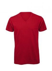 B&C BC044 - T-Shirt Collo V Uomo Rosso