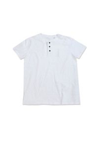 Stedman STE9430 - T-shirt a collo rotondo con bottoni da uomo SHAWN Bianco
