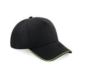 Beechfield BF025C - Cappello Autentico con Visiera Passpoilée Black/ Lime Green