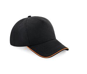 Beechfield BF025C - Cappello Autentico con Visiera Passpoilée Black / Orange