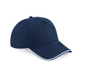 Beechfield BF025C - Cappello Autentico con Visiera Passpoilée French Navy/ Bright Royal/ White