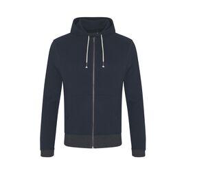 ECOLOGIE EA051 - Felpa con cappuccio e zip in cotone riciclato Navy / Charcoal