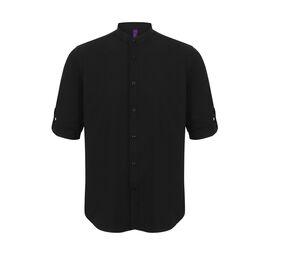 Henbury HY592 - Camicia da uomo con collo alla coreana Black