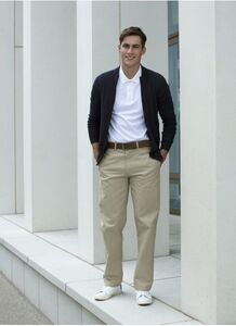 Henbury HY608 - Pantaloni chino piatti davanti Stone