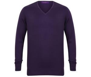 Henbury HY720 - Maglione con scollo a V da uomo Purple