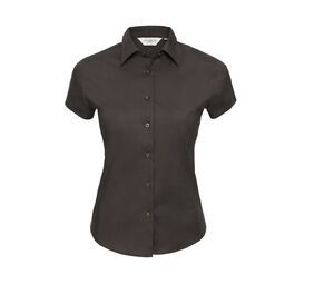 Russell Collection JZ47F - Ladies' Short Sleeve Fitted Shirt Cioccolato