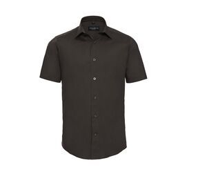 Russell Collection JZ947 - Men's Short Sleeve Fitted Shirt Cioccolato