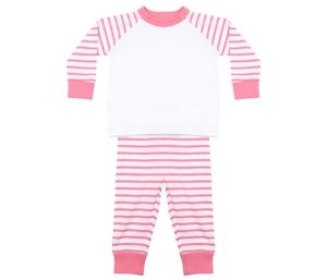 Larkwood LW072 - Pigiama per bambini a righe Pink Stripe / White