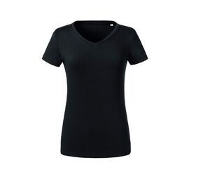 RUSSELL RU103F - Maglietta donna con scollo a V biologico Black