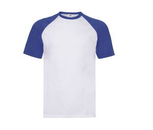 Fruit of the Loom SC237 - T-shirt Baseball Bianco / Blu royal