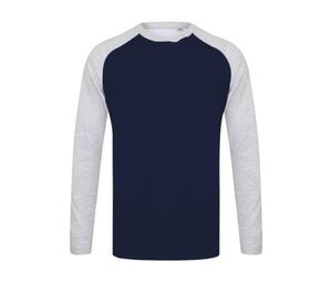 SF Men SF271 - T-shirt da baseballa  maniche lunghe  Oxford Navy / Heather Grey