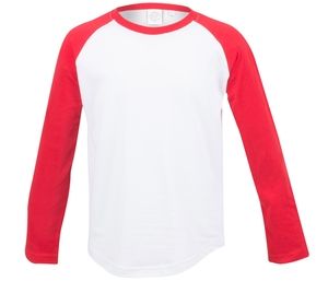 SF Mini SM271 - T-shirt da baseball da bambino a maniche lunghe Bianco / Rosso