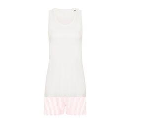 Towel city TC052 - Pigiama da donna White / White Pink Stripe