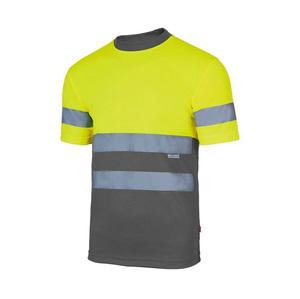 VELILLA V5506 - T-shirt tecnica bicolore alta visibilità Fluo Yellow / Grey
