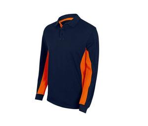 VELILLA V5514 - Polo bicolore a maniche lunghe Navy / Orange