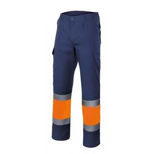 VELILLA VL157 - Pantaloni bicolore alta visibilità Navy/Fluo Orange