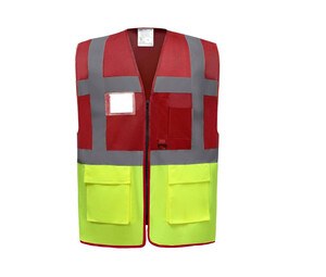 Yoko YK801 - Gilet multifunzione ad alta sicurezza Red / Hi Vis Yellow