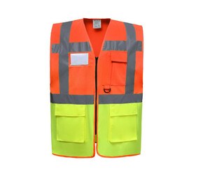 Yoko YK801 - Gilet multifunzione ad alta sicurezza Hi Vis Orange / Hi Vis Yellow