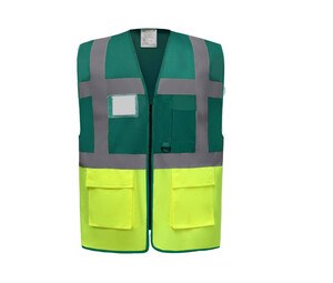 Yoko YK801 - Gilet multifunzione ad alta sicurezza Paramedic Green / Hi Vis Yellow