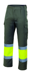 Velilla 156 - PANTALONI BICOLORE FODERATI AV KHAKI GREEN/HI-VIS YELLOW