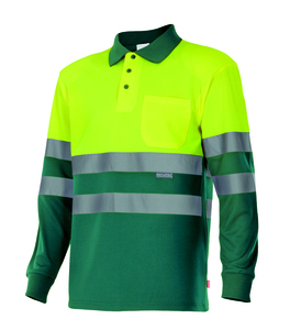 Velilla 175 - POLO BICOLORE ML AV GREEN/HI-VIS YELLOW