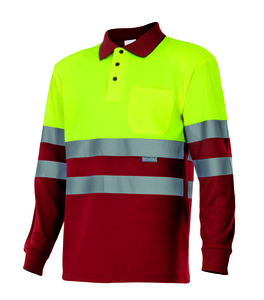 Velilla 175 - POLO BICOLORE ML AV Red/Hi-Vis Yellow