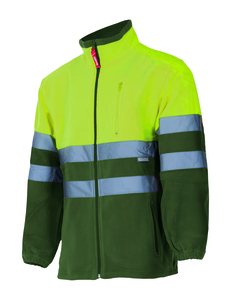 Velilla 183 - GIACCA PILE BICOLORE AV KHAKI GREEN/HI-VIS YELLOW