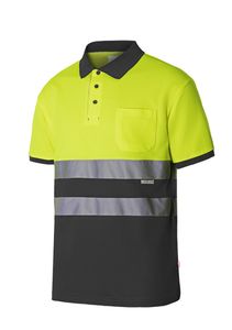 Velilla 305513 - POLO COTONE BICOLORE MC AV GREY/HI-VIS YELLOW