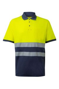 Velilla 305523 - POLO COTONE BICOLORE MC RS NAVY BLUE/HI-VIS YELLOW