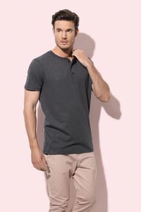 Stedman STE9430 - T-shirt a collo rotondo con bottoni da uomo SHAWN